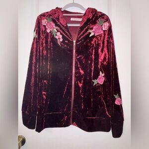 Embroidered Maroon/Burgandy Velvet Jacket